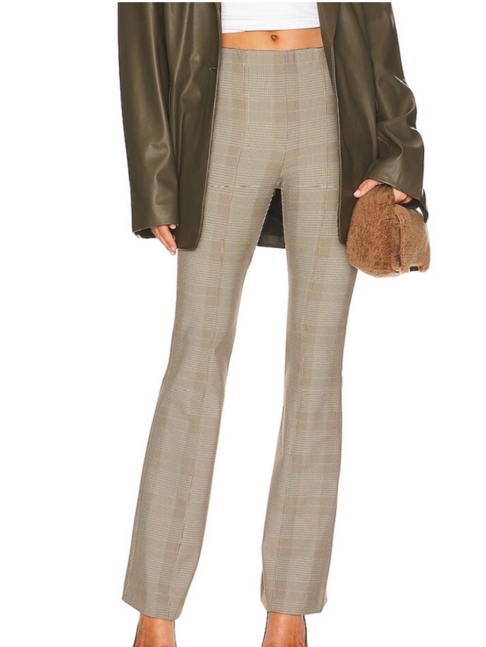 rag & bone Simone Plaid Jacquard Flare Trouser Pants in Brown Size 00